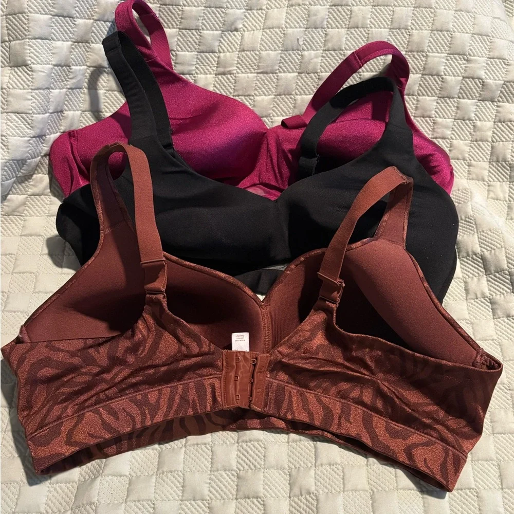Cacique Black, Pink, and Brown Bra Set of 3 Lane Bryant 42C - Picture 2 of 3